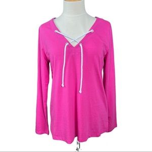 NWT Nautica Top White Rope Laced Front Coastal Beach Pool Large